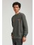 Bisiklet Yaka Haki Slim Fit Sweatshirt 23FWM60158 4