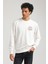 Bisiklet Yaka Ekru Slim Fit Sweatshirt 23FWM60148 3