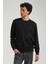 Bisiklet Yaka Siyah Slim Fit Sweatshirt 23FWM60150 5