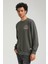 Bisiklet Yaka Haki Slim Fit Sweatshirt 23FWM60148 3