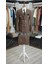 Erkek Kruvaze Çizgili Takım Elbise Italyan Kesim Slim Fit Ceket Pantolon-Açık Kahve 3