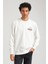 Bisiklet Yaka Ekru Slim Fit Sweatshirt 23FWM60158 1