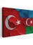 Türkiye Azerbaycan Bayrak Desenli Dekoratif Kanvas TABLO-6516 1
