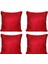 4'lü Hasır Dokulu Fitilli Çift Taraflı Kırlent Kılıf Acık Kırmızı 5