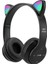 Yeni Yanıp Sönen LED Sevimli Kedi Kulaklar Kulaklık Bluetooth Kablosuz Mikrofonlu Kulaklık Tf Fm Çocuk Kız Stereo Müzik Kulaklık Yavru Earphon (Yurt Dışından) 1