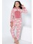 Pembe Bulut Desenli Kız Çocuk Polar Peluş Tulum Pijama 2