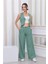 Kadın Dabıl Kumaş Yelek-Pantolon İkili Takım SuYeşili 1