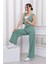 Kadın Dabıl Kumaş Yelek-Pantolon İkili Takım SuYeşili 4