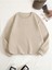Kadın Bej Düz Bisiklet Yaka Sweatshirt 1