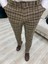 Erkek Ekoseli Kruvaze Takım Elbise Italyan Kesim Slim Fit Ceket Pantolon 2