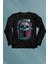 Sugar Skull Skeleton Rose Kuru Kafa Gül Uzun Kollu Tişört Baskılı T-Shirt 1