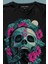 Sugar Skull Skeleton Rose Kuru Kafa Gül Uzun Kollu Tişört Baskılı T-Shirt 2