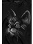 Kedi Silüeti Black Cat Çizim Uzun Kollu Tişört Baskılı T-Shirt 2