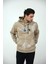 Kapişonlu Yıkamalı Baskılı 3iplik Sweatshirt Hoodie 3