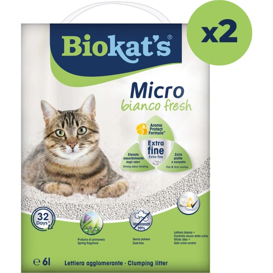 Biokat's Biokats Kedi Kumu Micro Bianco Fresh 6 lt 2 Adet