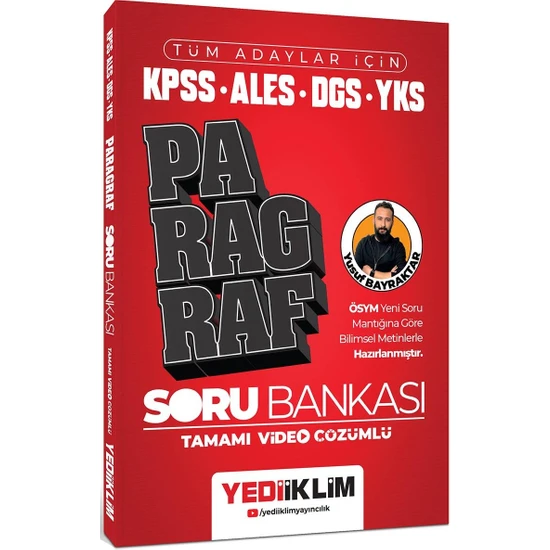 Yediiklim Yayınları 2024 Tüm Adaylar İçin KPSS ALES DGS YKS Paragraf Tamamı Video Çözümlü Soru Bankası
