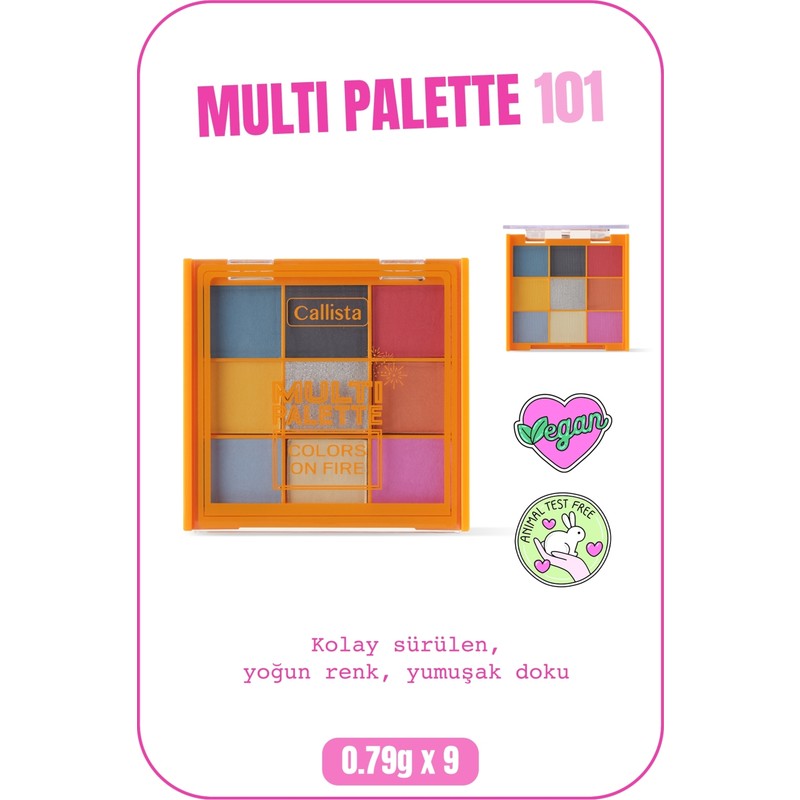 Callista Multi Palette Eyeshadow Mat Ve Işıltılı Toz Göz Farı Paleti - 101 Colors On Fire
