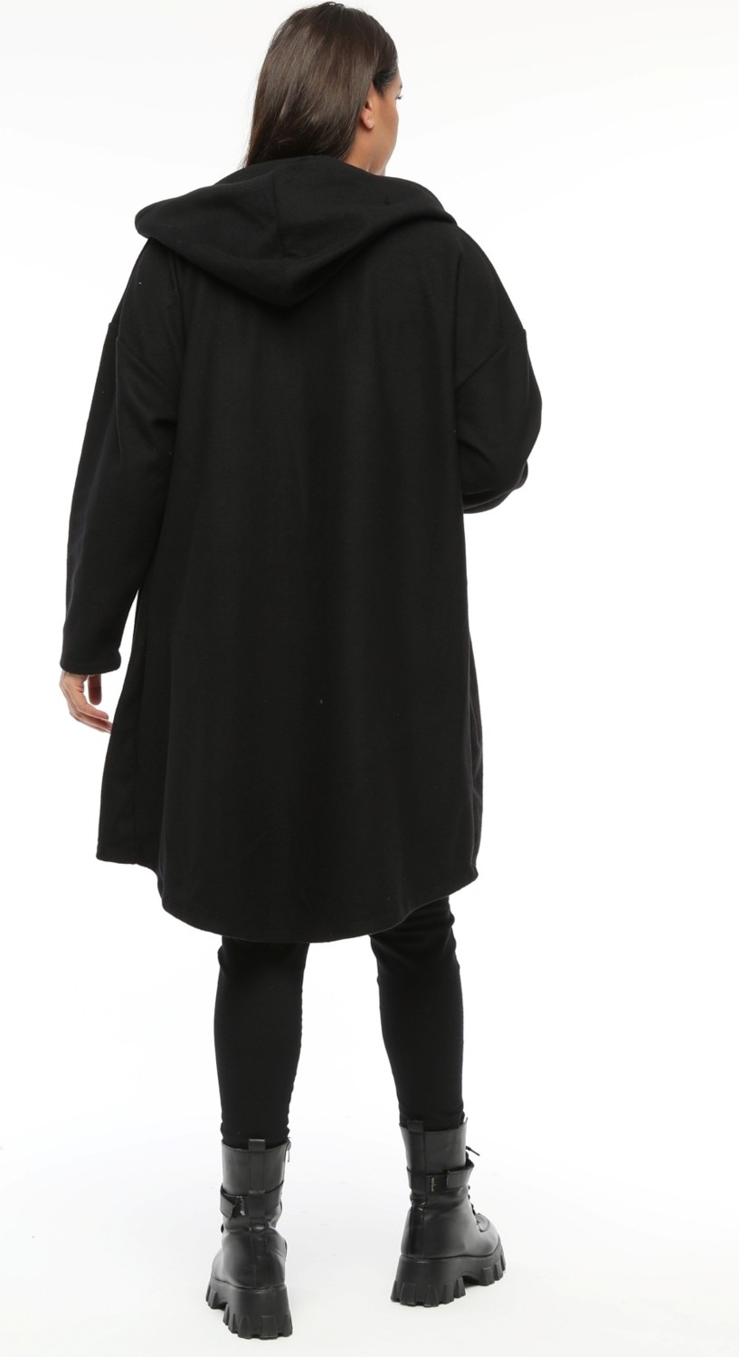 Curvy Trend Büyük Beden Kapşonlu Polar Hırka görsel 5