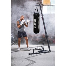 Spor Byfit Yırtılmaz Siyah Deluxe Boxing Kolonlu Boks Torbası ve Tavan Askı Kancası