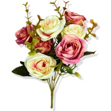 Yapay Çiçek Krem Pembe Pastel Gül Demeti 30 cm 5 Dal