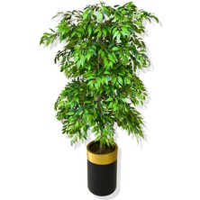 Yağmur Damlası Yaprak 180 cm Yapay Ağaç 40X30 Gold Kemerli Saksı