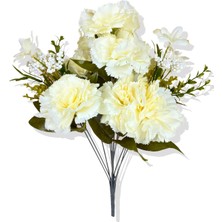 Yapay Beyaz Karanfil Demeti 50 cm 11 Dal