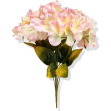 Krem Pembe Yapay Pastel Ortanca  Demeti 35 cm 7 Dal