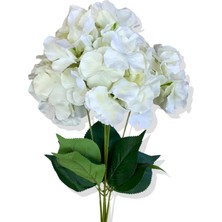 Yapay Beyaz Ortanca Demeti 35 cm 5 Dal
