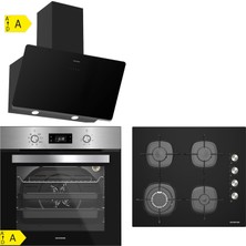 Silverline BO6504X0101-CS5629B01-3457 Soho Siyah Cam Ankastre Set