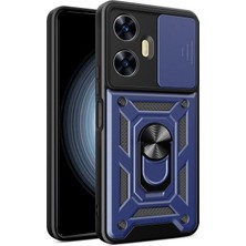 Smcase Realme C55 Kılıf Sert Silikon Tank Aramid Sürgülü Vega Yüzüklü Lacivert