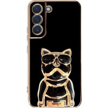 Case Street Samsung Galaxy S21+ Plus 5g Kılıf Kamera Korumalı Köpek Desenli Standlı Silikon Siyah