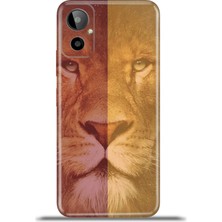 Cupcase General Mobile Gm 23 Se Kılıf Esnek Silikon Kamera Koruma 4K Desenli Özel Tasarım - Sarı Kırmızı Aslan