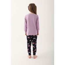 RolyPoly Party Cat Lila Kız Çocuk Uzun Kol Pijama Takım