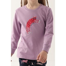 RolyPoly Party Cat Lila Kız Çocuk Uzun Kol Pijama Takım