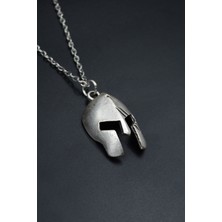 Gladyatör Miğfer  Gümüş Kaplama Unisex Düz Zincir Kolye kod 734