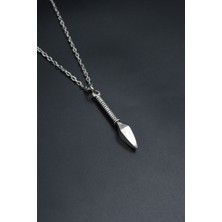 Mızrak Ucu  Gümüş Kaplama Unisex Düz Zincir Kolye kod 704