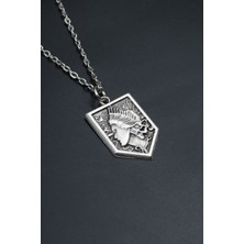 Anime Attack On Titan Sina  Gümüş Kaplama Unisex Düz Zincir Kolye kod 716