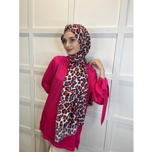 Siyane Scarf Leopar Desenli, Ütü İstemeyen, Pamuklu Şal 00898