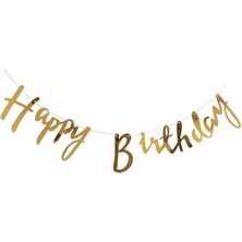 Partylandtr Happy Birthday Banner Gold Metalize Uzar Yazı