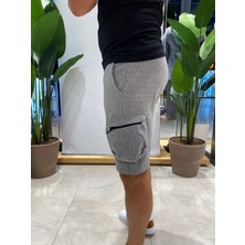 Eliesar Elite Gri Çizgili Şort