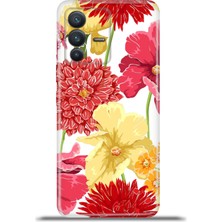 Cupcase Vivo V23 5g Kılıf Esnek Silikon Kamera Koruma 4K Desenli Özel Tasarım - Krizantem