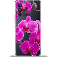 Cupcase Vivo V23 5g Kılıf Esnek Silikon Kamera Koruma 4K Desenli Özel Tasarım - Mor Orkide