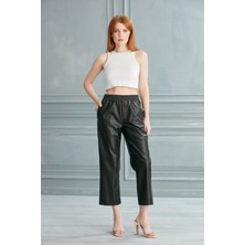 Thin Shop Siyah Deri Pantolon