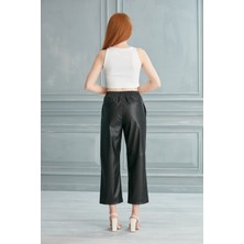 Thin Shop Siyah Deri Pantolon
