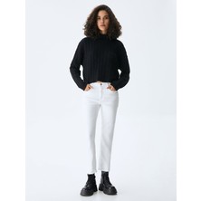 LTB KadınDik Yaka Saç Örgü Siyah Sweatshırt