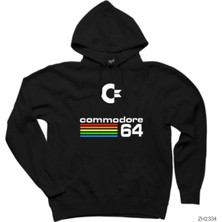 Zoka Wear Commodore 64 Vintage Logo Siyah Kapşonlu Sweatshirt / Hoodie