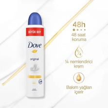 Dove Kadın Sprey Deodorant Original 1/4 Nemlendirici Krem Etkili Büyük Boy 200 ml X3 Adet