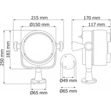 Marintek Projektör. Beyaz Abs Gövdeli, Alüminyum Ayaklı, Kromaj Braketli. 24V