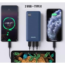 Philips 10000 Mah 22.5W USB ve Type-C Pd Üç Çıkışlı LED Göstergeli Powerbank