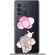 Cupcase Vivo V23 5g Kılıf Esnek Silikon Kamera Koruma 4K Desenli Özel Tasarım - Fil Tavşan